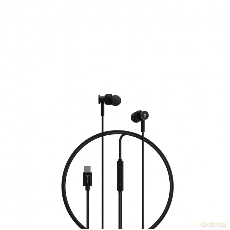 Devia słuchawki przewodowe Smart M1 Digital Metal USB-C dokanałowe czarne