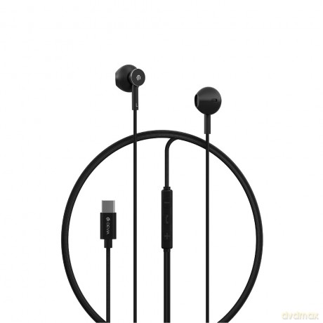 Devia słuchawki przewodowe Smart M2 Digital Metal USB-C douszne czarne