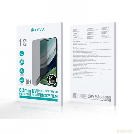 Devia Zestaw folii smartfon UV 0,3mm HD prywatyzująca do maszyny tnącej 10szt 6H