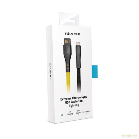 Forever Core kabel Extreme USB - Lightning 1,0 m 3A czarno-żółty