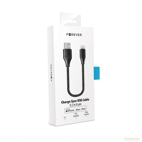 Forever Core kabel MFI Classic USB - Lightning 0,2 m 2,4A czarny