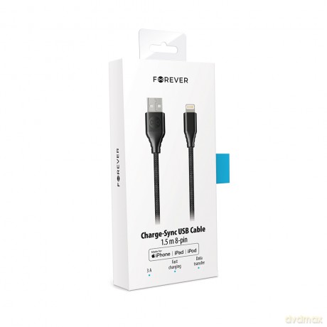 Forever Core kabel MFI Classic USB - Lightning 1,5 m 2,4A czarny