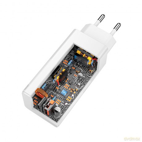 Forever Core ładowarka sieciowa PD+ QC 3.0 GaN 1x USB 1x USB-C 65W biała
