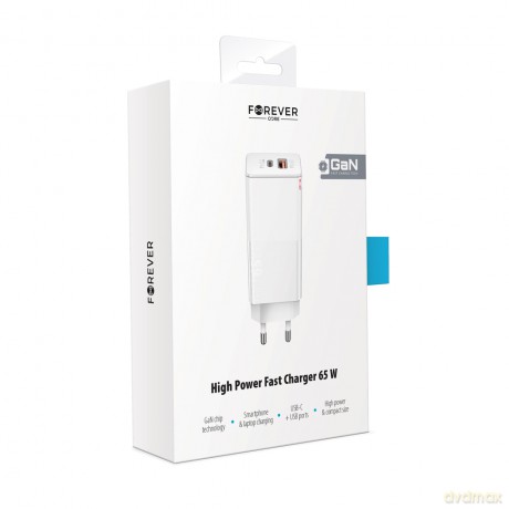 Forever Core ładowarka sieciowa PD+ QC 3.0 GaN 1x USB 1x USB-C 65W biała