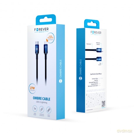 Forever kabel Ombre USB-C - Lightning 1,0 m 27W czarny