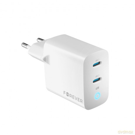 Forever ładowarka sieciowa GaN PD QC TC-06-65CC 2x USB-C 65W biała
