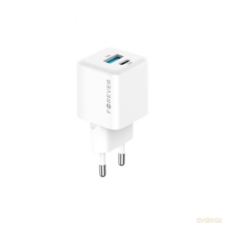 Forever ładowarka sieciowa GaN PD QC TC-08-30AC 1x USB-C 1x USB 30W biała