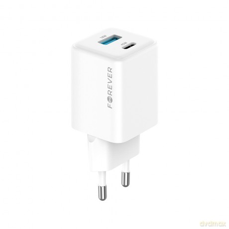 Forever ładowarka sieciowa GaN PD QC TC-08-45AC 1x USB-C 1x USB 45W biała