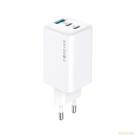 Forever ładowarka sieciowa GaN PD QC TC-08-65ACC 2x USB-C 1x USB 65W biała