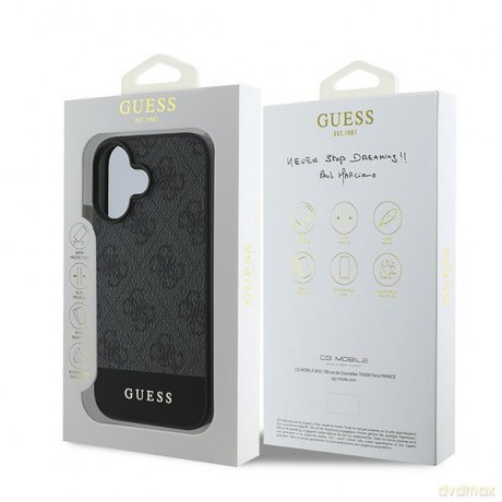 Guess nakładka do iPhone 16 6,1" GUHCP16SG4GLGR szara hardcase 4G Bottom Stripe