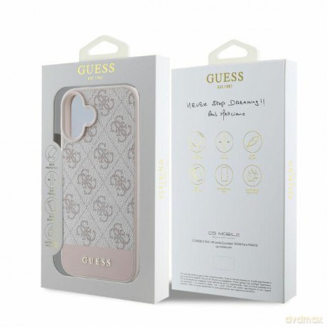 Guess nakładka do iPhone 16 6,1" GUHCP16SG4GLPI różowa hardcase 4G Bottom Stripe