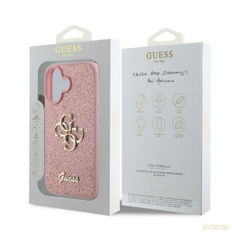 Guess nakładka do iPhone 16 Plus 6,7" GUHCP16MHG4SGP różowa hardcase Fixed Glitter Big 4G
