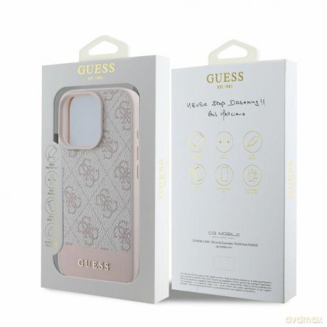 Guess nakładka do iPhone 16 Pro 6,3" GUHCP16LG4GLPI różowa hardcase 4G Bottom Stripe