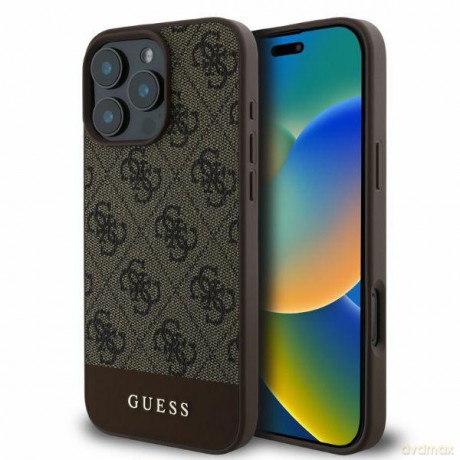 Guess nakładka do iPhone 16 Pro Max 6,9" GUHCP16XG4GLBR brązowa hardcase 4G Bottom Stripe