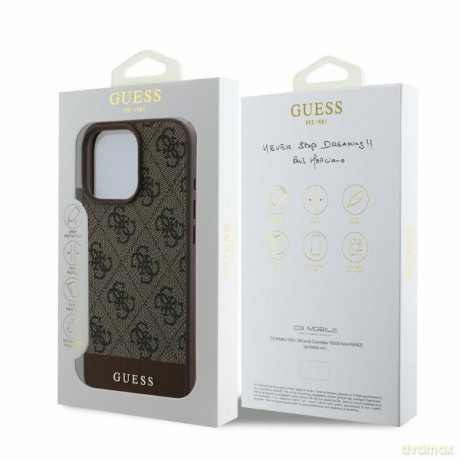 Guess nakładka do iPhone 16 Pro Max 6,9" GUHCP16XG4GLBR brązowa hardcase 4G Bottom Stripe