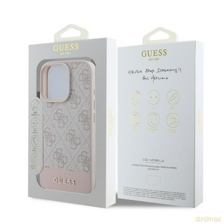 Guess nakładka do iPhone 16 Pro Max 6,9" GUHCP16XG4GLPI różowa hardcase 4G Bottom Stripe