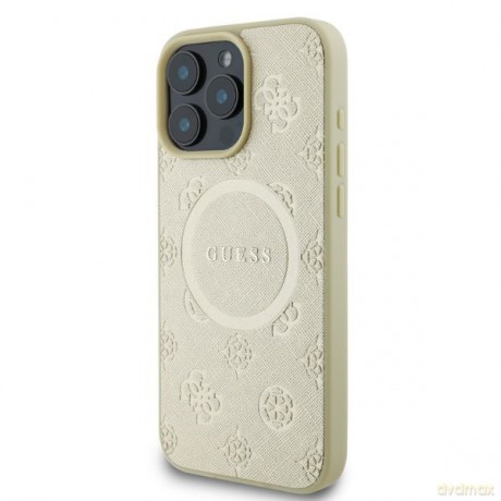 Guess nakładka do iPhone 16 Pro Max 6,9" GUHMP16XPSAPSMED złota hardcase Saffiano Peony Classic Logo MagSafe