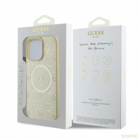 Guess nakładka do iPhone 16 Pro Max 6,9" GUHMP16XPSAPSMED złota hardcase Saffiano Peony Classic Logo MagSafe