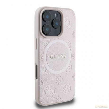 Guess nakładka do iPhone 16 Pro Max 6,9" GUHMP16XPSAPSMEP różowa hardcase Saffiano Peony Classic Logo MagSafe