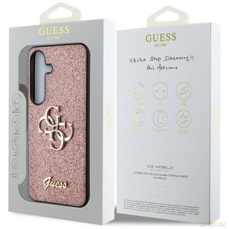 Guess nakładka HC Fixed Glitter Big 4G do Samsung Galaxy S25 Plus różowa