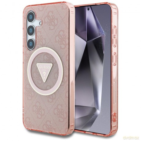 Guess nakładka HC Magnetic IML Metal Glitter 4G Circle Triangle do Samsung Galaxy S25 różowa