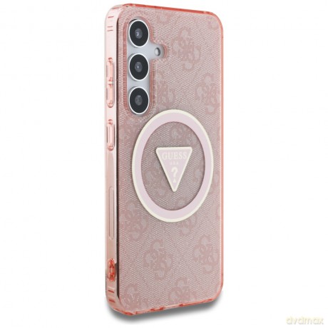 Guess nakładka HC Magnetic IML Metal Glitter 4G Circle Triangle do Samsung Galaxy S25 różowa