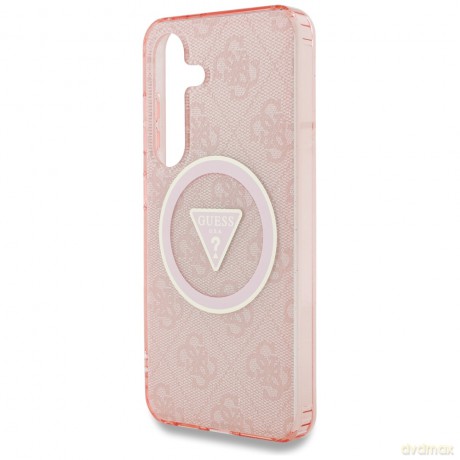 Guess nakładka HC Magnetic IML Metal Glitter 4G Circle Triangle do Samsung Galaxy S25 różowa