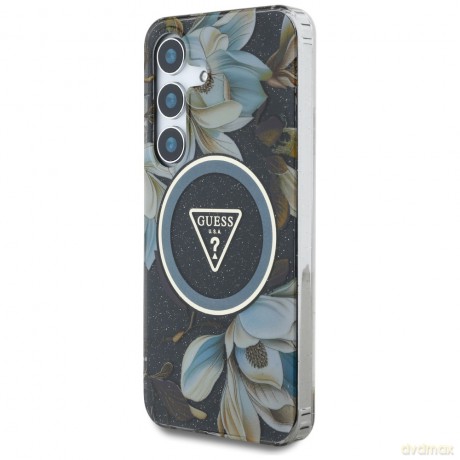 Guess nakładka HC Magnetic IML Metal Glitter Flowers Triangle do Samsung Galaxy S25 czarna