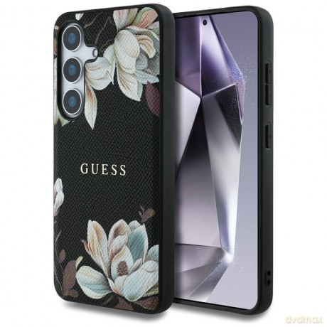 Guess nakładka HC Magnetic PU Grained Flowers Classic Logo do Samsung Galaxy S25 czarna