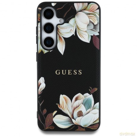 Guess nakładka HC Magnetic PU Grained Flowers Classic Logo do Samsung Galaxy S25 czarna