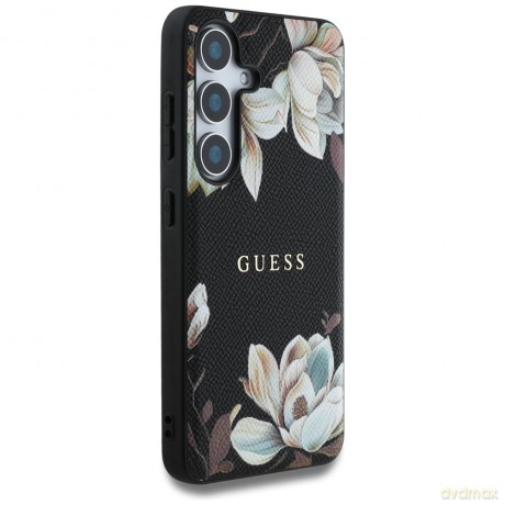 Guess nakładka HC Magnetic PU Grained Flowers Classic Logo do Samsung Galaxy S25 czarna
