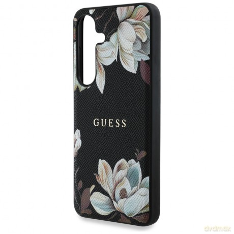 Guess nakładka HC Magnetic PU Grained Flowers Classic Logo do Samsung Galaxy S25 czarna