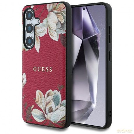 Guess nakładka HC Magnetic PU Grained Flowers Classic Logo do Samsung Galaxy S25 fuksja
