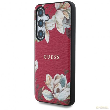 Guess nakładka HC Magnetic PU Grained Flowers Classic Logo do Samsung Galaxy S25 fuksja