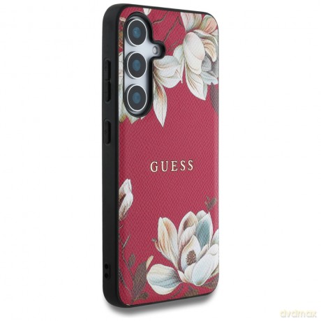 Guess nakładka HC Magnetic PU Grained Flowers Classic Logo do Samsung Galaxy S25 fuksja