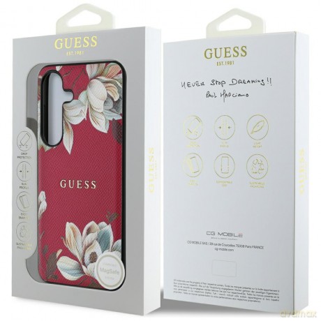 Guess nakładka HC Magnetic PU Grained Flowers Classic Logo do Samsung Galaxy S25 fuksja
