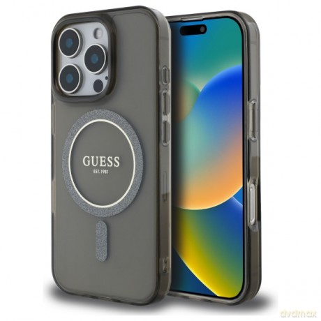 Guess nakładka HC MagSafe IML Glitter Circle do iPhone 16 Pro Max 6,9" czarna