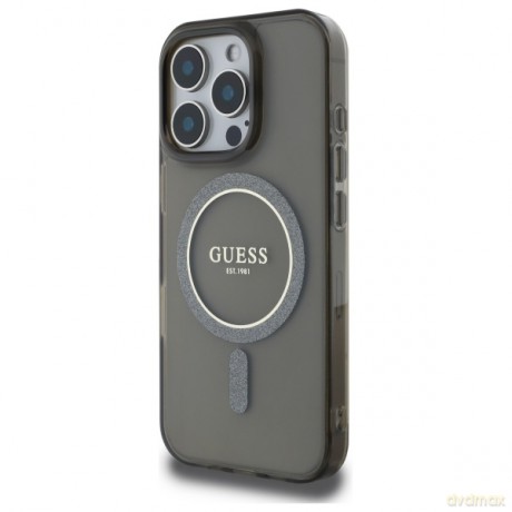 Guess nakładka HC MagSafe IML Glitter Circle do iPhone 16 Pro Max 6,9" czarna