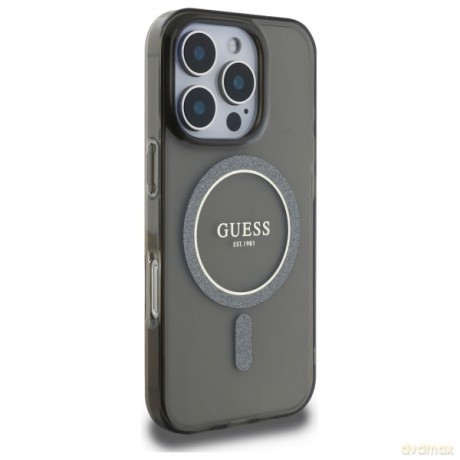 Guess nakładka HC MagSafe IML Glitter Circle do iPhone 16 Pro Max 6,9" czarna