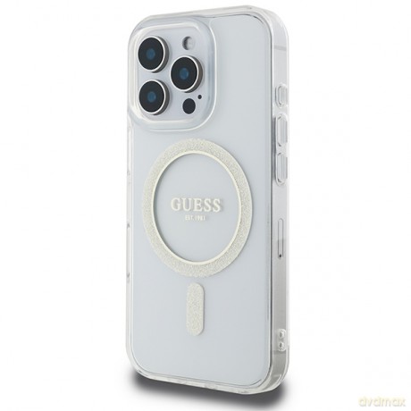 Guess nakładka HC MagSafe IML Glitter Circle do iPhone 16 Pro Max 6,9" przezroczysta