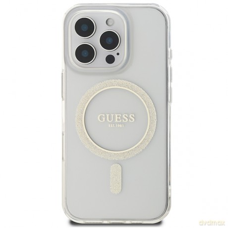 Guess nakładka HC MagSafe IML Glitter Circle do iPhone 16 Pro Max 6,9" przezroczysta
