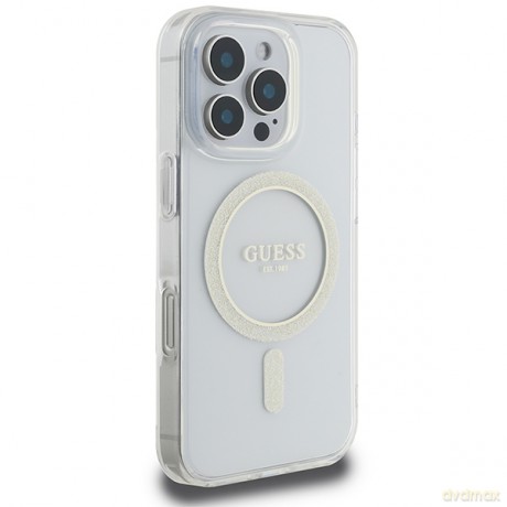Guess nakładka HC MagSafe IML Glitter Circle do iPhone 16 Pro Max 6,9" przezroczysta