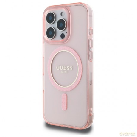 Guess nakładka HC MagSafe IML Glitter Circle do iPhone 16 Pro Max 6,9" różowa