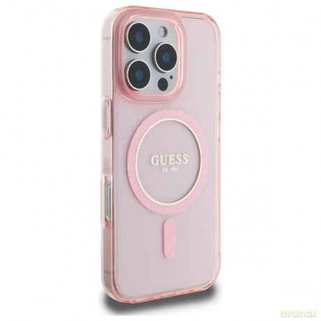 Guess nakładka HC MagSafe IML Glitter Circle do iPhone 16 Pro Max 6,9" różowa