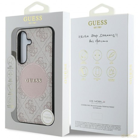 Guess nakładka HC MagSafe PU 4G Circle Classic Logo do Samsung Galaxy S25 Plus różowa