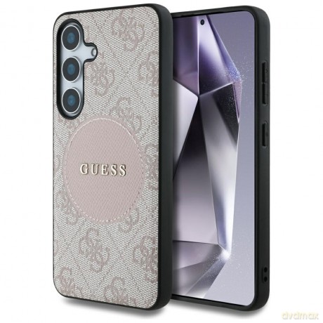 Guess nakładka HC MagSafe PU 4G Circle Classic Logo do Samsung Galaxy S25 różowa
