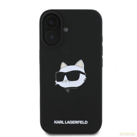 Karl Lagerfeld nakładka do iPhone 16 6,1" KLHMP16SSCHPPLK czarna hardcase Silicone Choupette Head Print MagSafe
