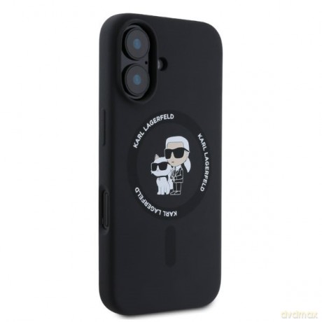Karl Lagerfeld nakładka do iPhone 16 6,1" KLHMP16SSCMKCRHK czarna hardcase Silicone KC Heads Ring MagSafe