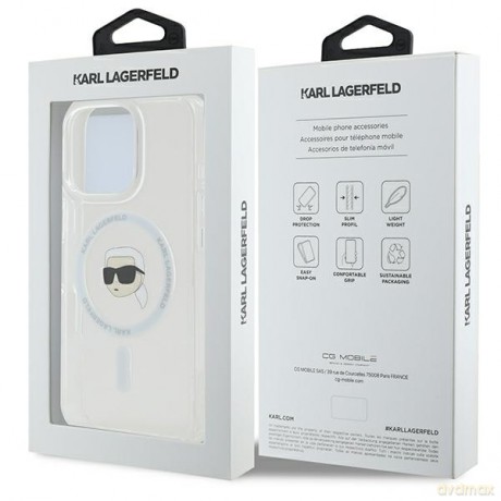 Karl Lagerfeld nakładka do iPhone 16 Pro 6,3" KLHMP16LHLSKIH biała Hardcase IML Metal Karl Head MagSafe