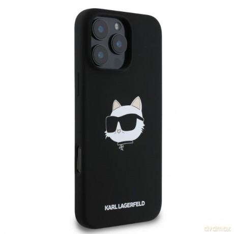 Karl Lagerfeld nakładka do iPhone 16 Pro 6,3" KLHMP16LSCHPPLK czarna hardcase Silicone Choupette Head Print MagSafe